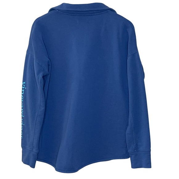 Vineyard Vines Mens Medium Blue Turquoise Whale Logo Quarter Zip Pullover - Picture 2 of 8